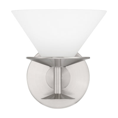 Tremolo 7-inch 1-light Brushed Nickel and Polished Nickel Vanity Light with Etched Opal Glass