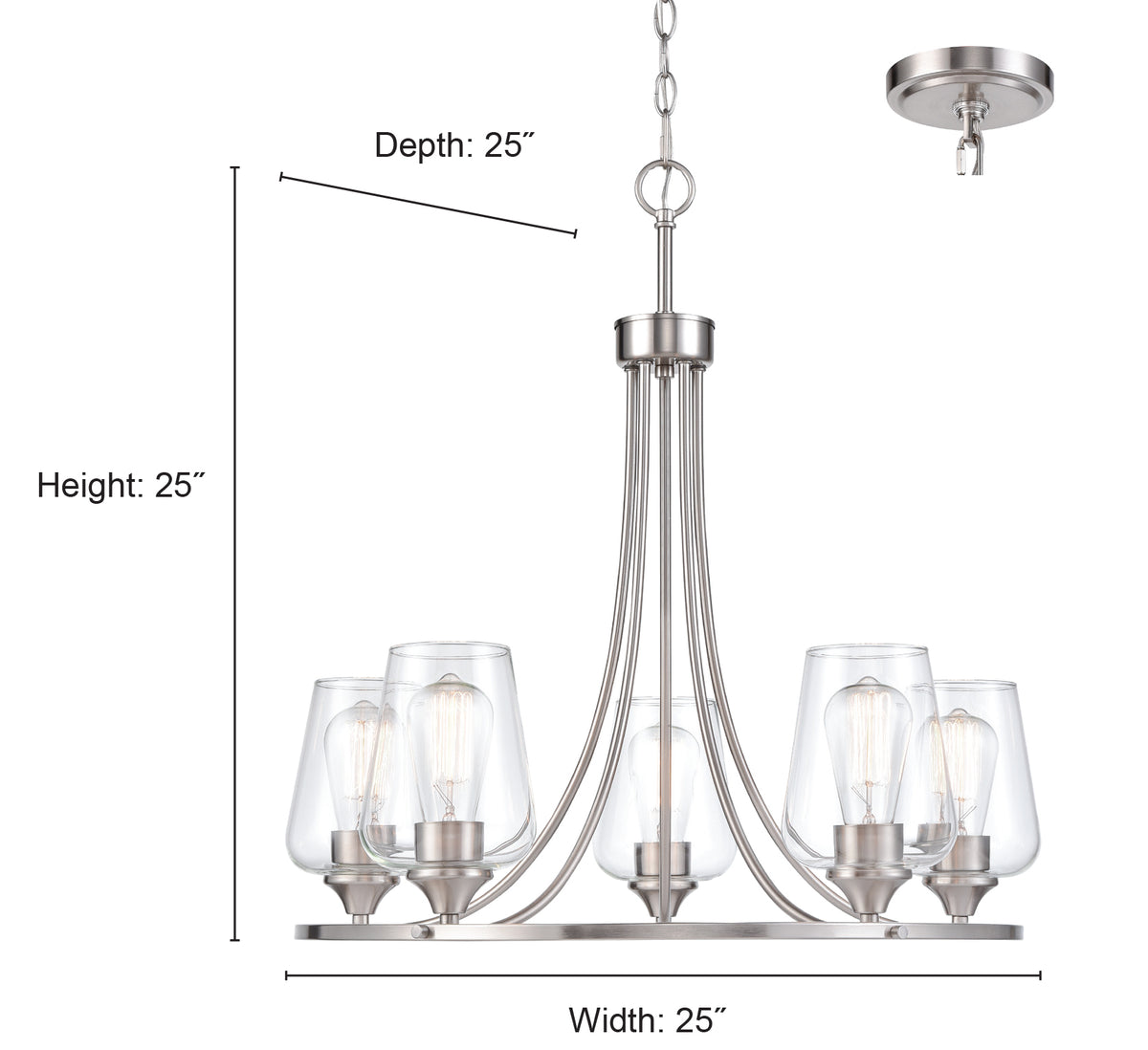 25'' Ashford Modern Gold 5 Light Chandelier