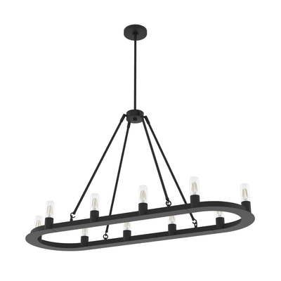 Saddlewood 46-inch 10-light Natural Black Iron Linear Chandelier