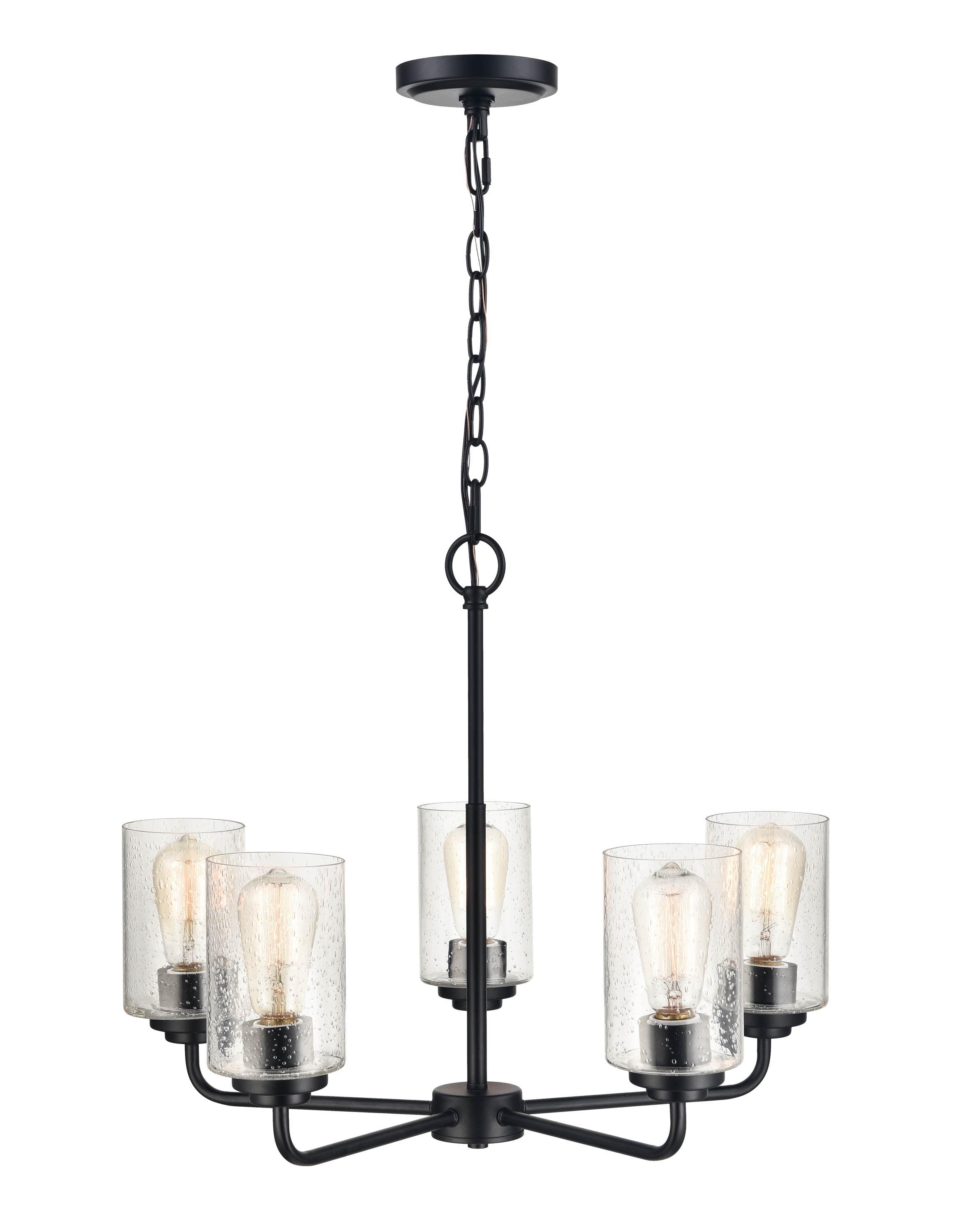 18.75'' Moven Matte Black 5 Light Chandelier