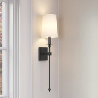 26-inch Matte Black 1-Light White Glass Wall Sconce