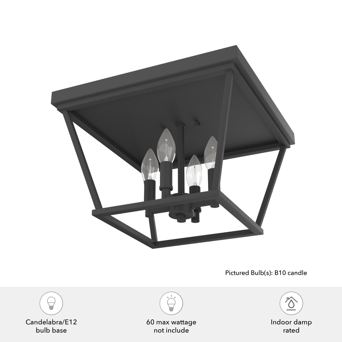 Laurel Ridge 14-inch 4-light Natural Black Iron Flush Mount Ceiling Light