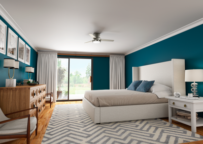 Casablanca 44 inch Commodus Brushed Nickel Low Profile Ceiling Fan with LED Light Kit and Wall Control