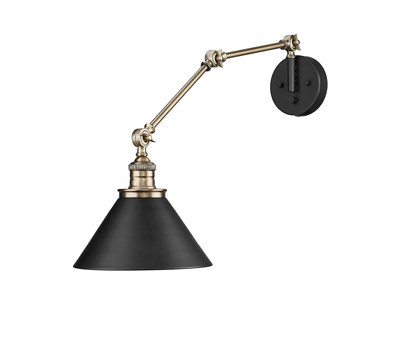 10'' Edward Matte Black/Vintage Brass 1 Light Swing Arm Sconce