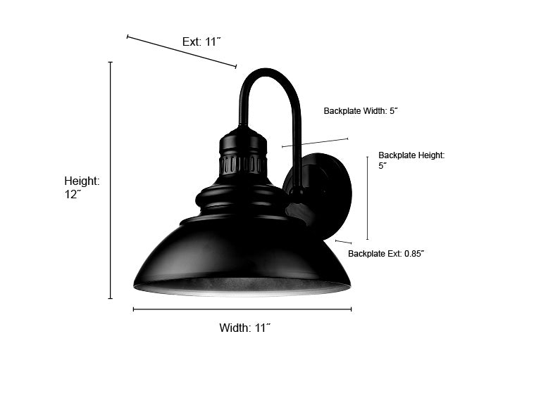 11'' Adda Powder Coated Black  Light Wall Sconce