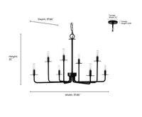 22'' Marceline Matte Black 8 Light Chandelier