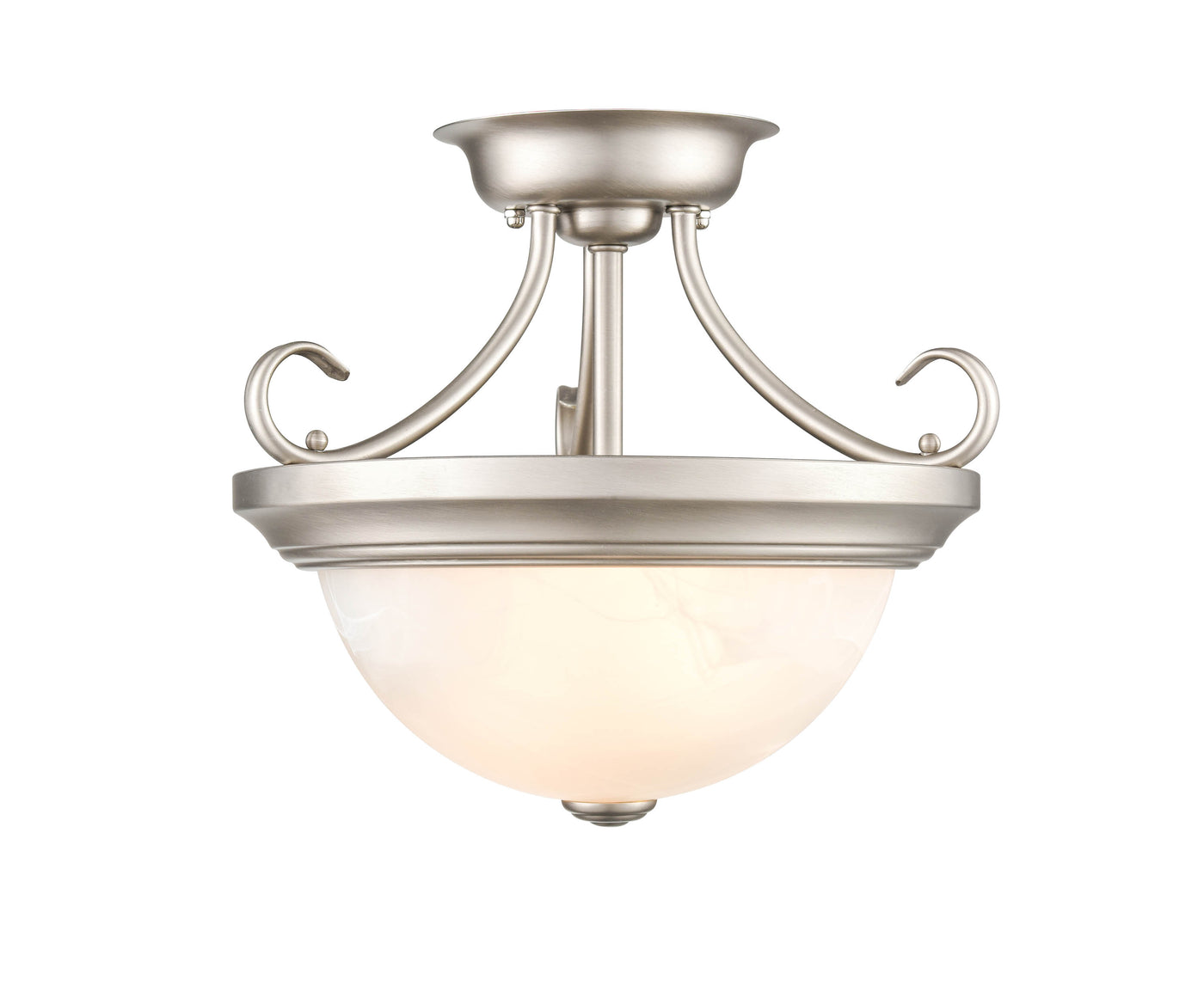 13-inch Satin Nickel 2-Light Semi-Flush Mount Ceiling Light