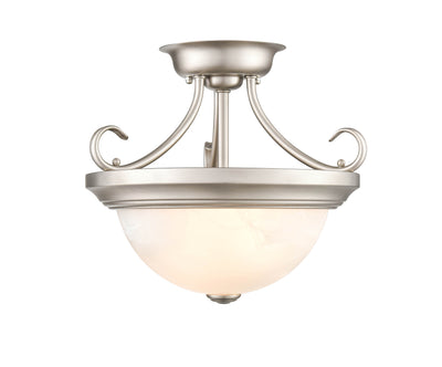13-inch Satin Nickel 2-Light Semi-Flush Mount Ceiling Light