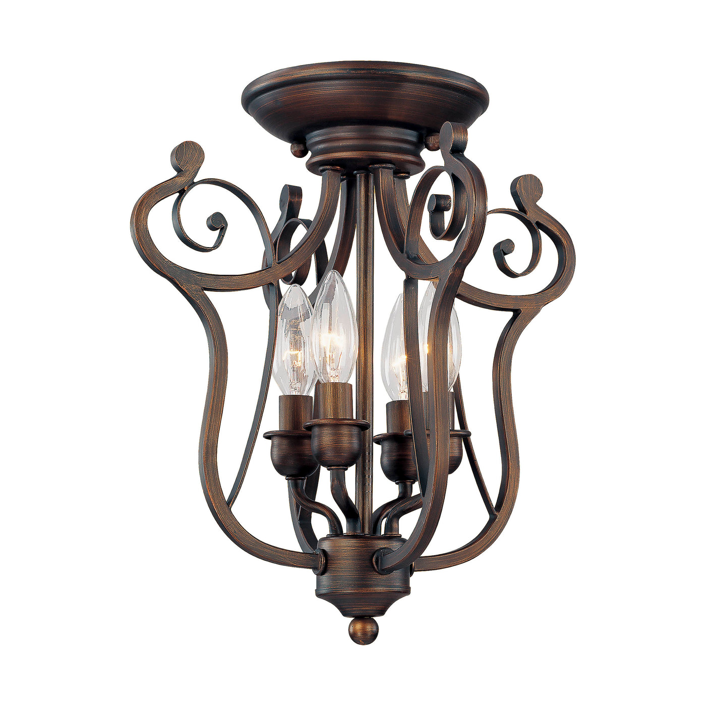 14'' Chateau Rubbed Bronze 4 Light Semi-Flush Mount