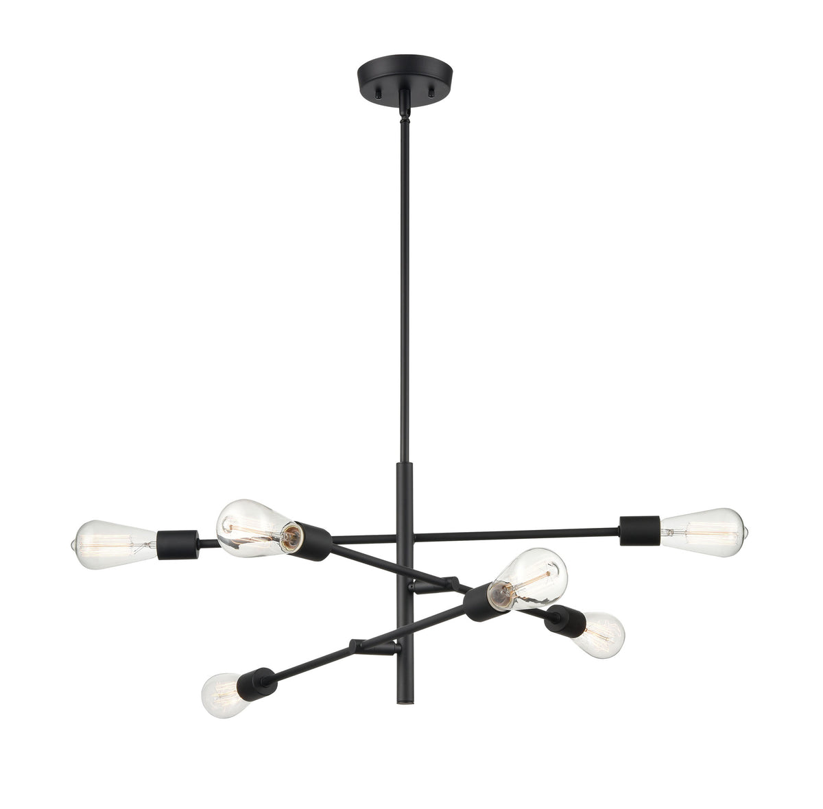 12'' Decco Matte Black 6 Light Pendant