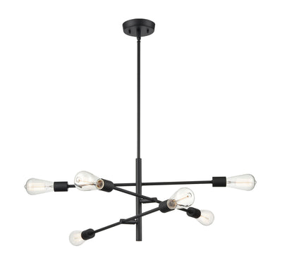 12'' Decco Matte Black 6 Light Pendant
