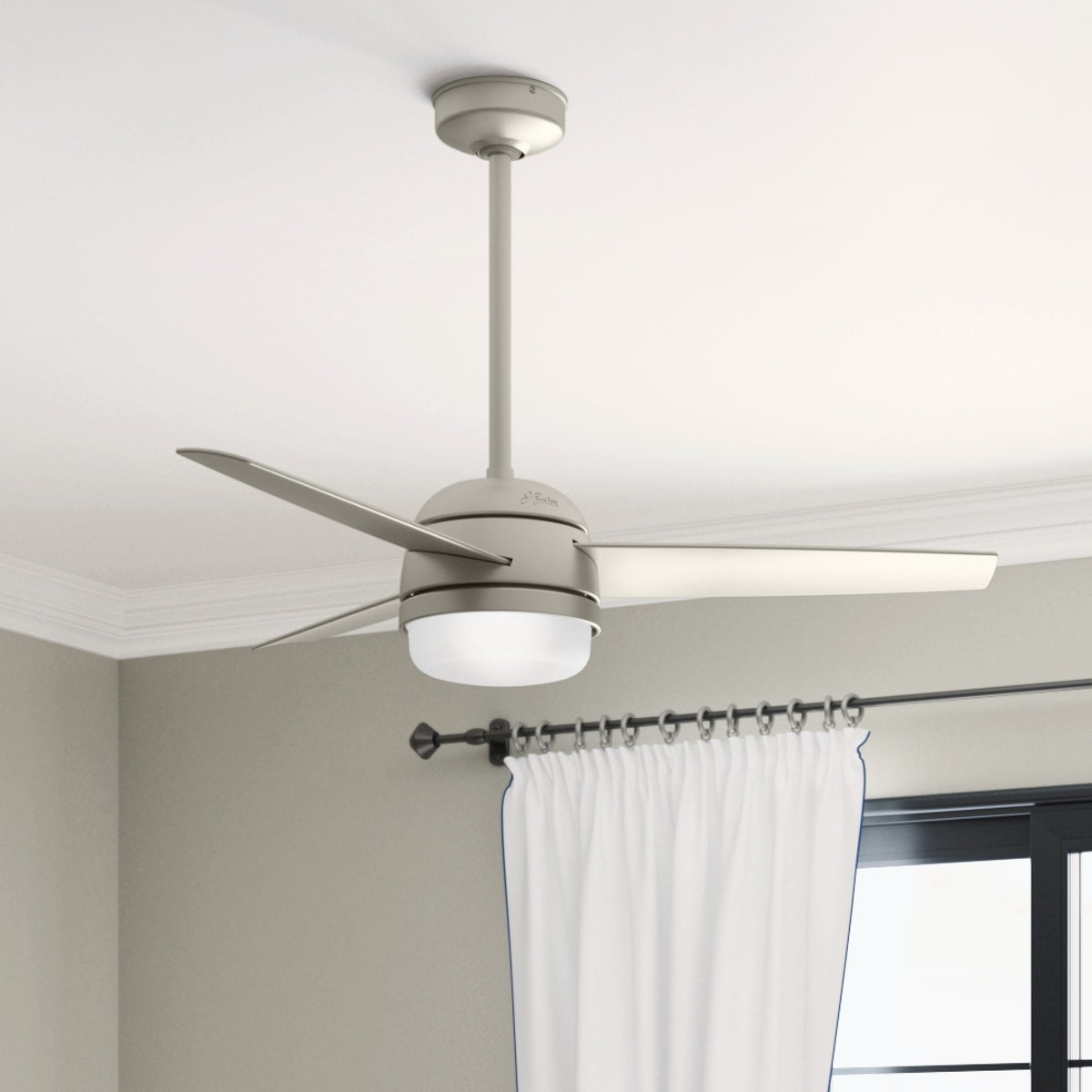 48 inch Midtown Matte Nickel Ceiling Fan with LED Light Kit and Handheld Remote