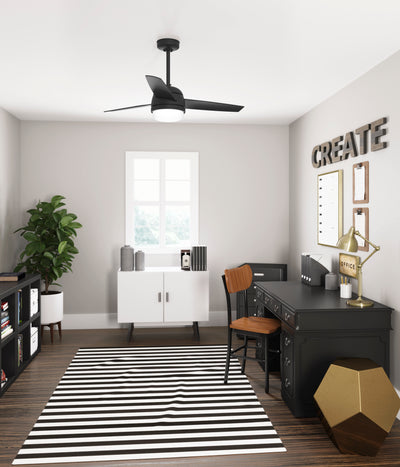 48 inch Midtown Matte Black Ceiling Fan with LED Light Kit and Handheld Remote