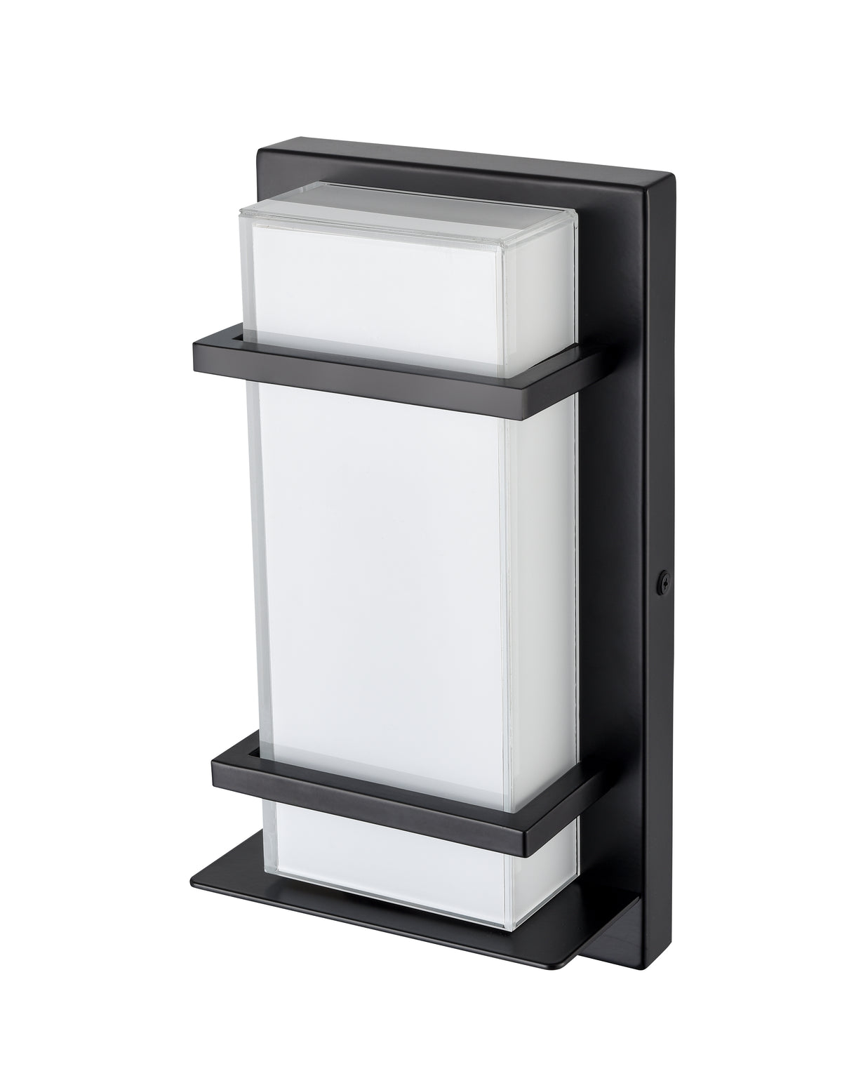11-inch Powder Coated Black White Glass Outdoor Wall Sconce