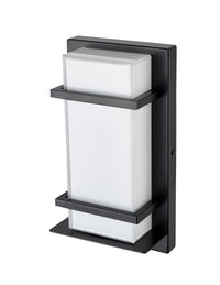 11-inch Powder Coated Black White Glass Outdoor Wall Sconce