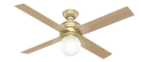 52 inch Hepburn Modern Brass Ceiling Fan with LED Light Kit and Wall Control