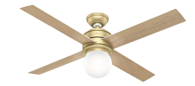 52 inch Hepburn Modern Brass Ceiling Fan with LED Light Kit and Wall Control