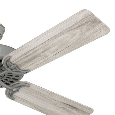 52 inch Original Matte Silver Damp Rated Ceiling Fan and Pull Chain