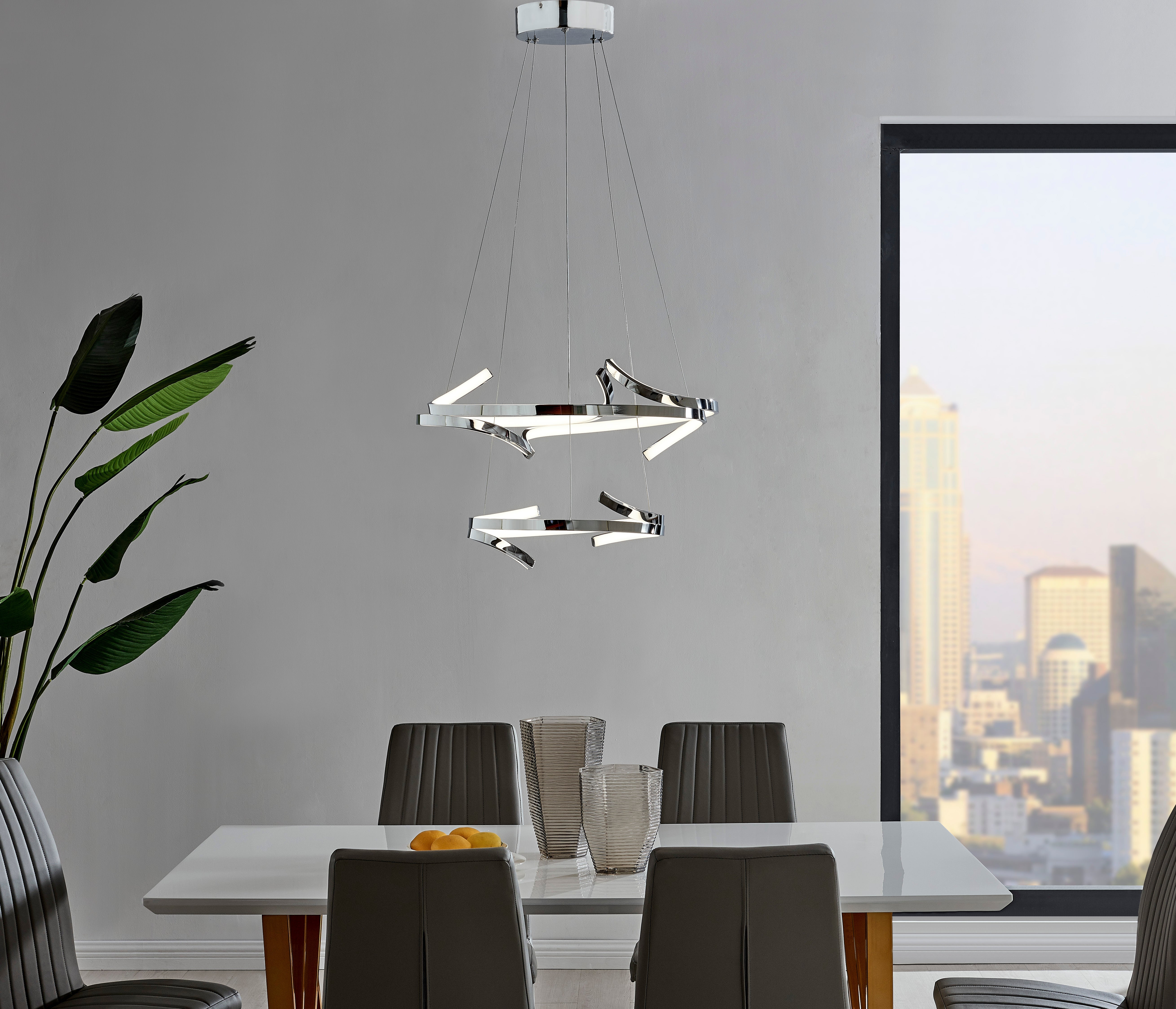 Beijing LED adjustable Round Chandelier | Chrome