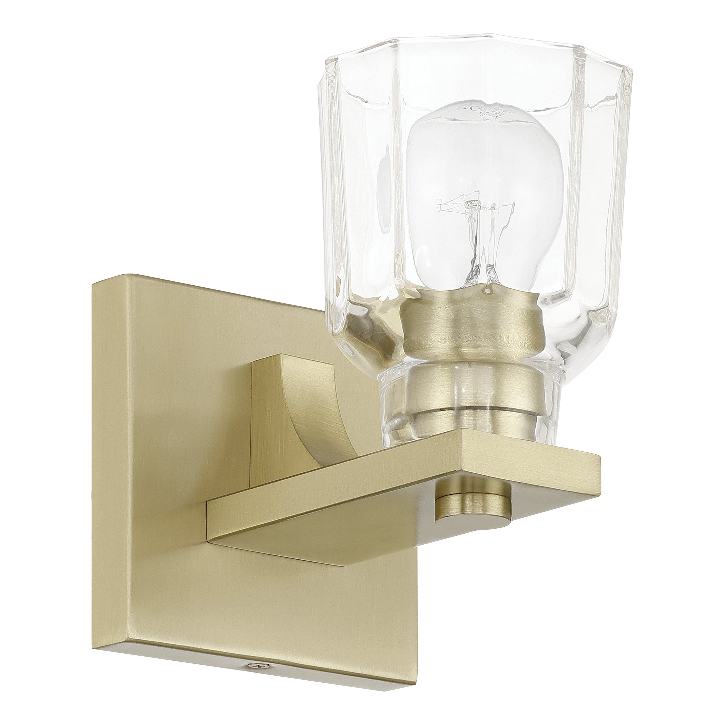 Dryden 5-inch 1-light Champagne Gold Vanity Light with Clear Ribbed Glass Shade