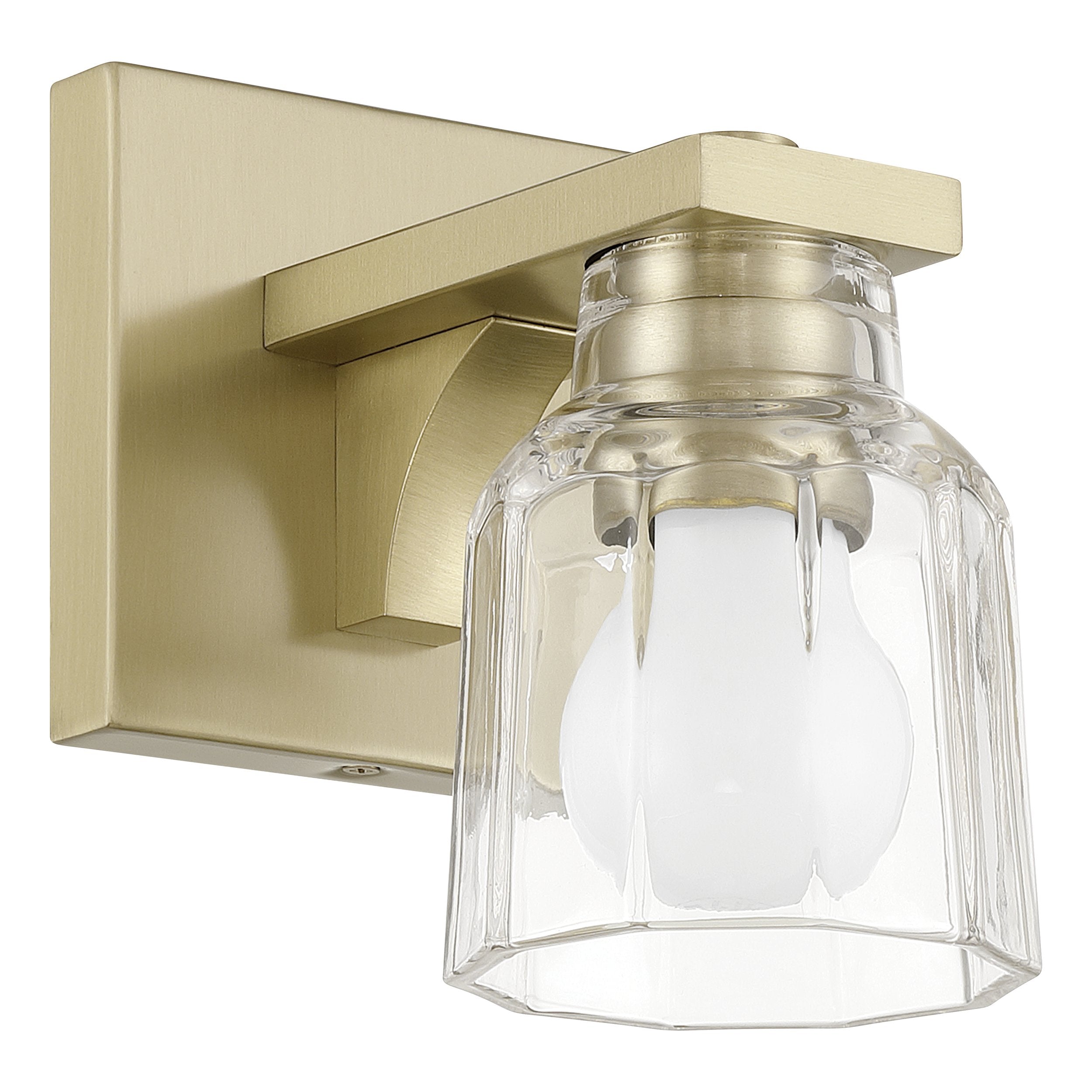 Dryden 5-inch 1-light Champagne Gold Vanity Light with Clear Ribbed Glass Shade