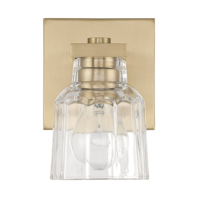 Dryden 5-inch 1-light Champagne Gold Vanity Light with Clear Ribbed Glass Shade