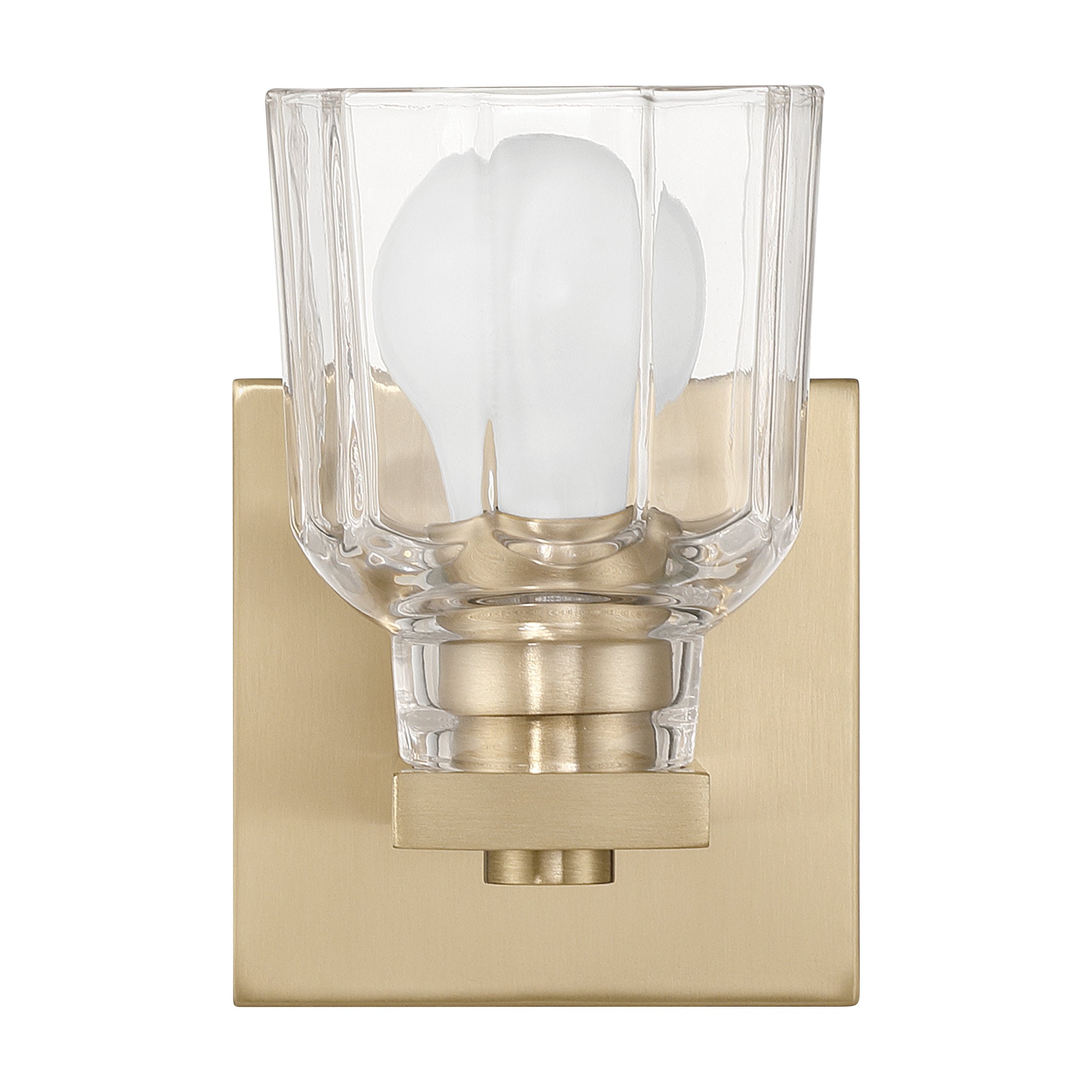 Dryden 5-inch 1-light Champagne Gold Vanity Light with Clear Ribbed Glass Shade