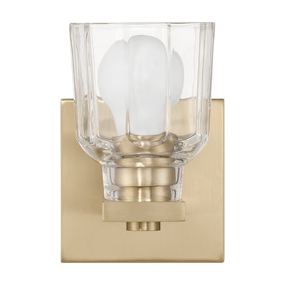 Dryden 5-inch 1-light Champagne Gold Vanity Light with Clear Ribbed Glass Shade