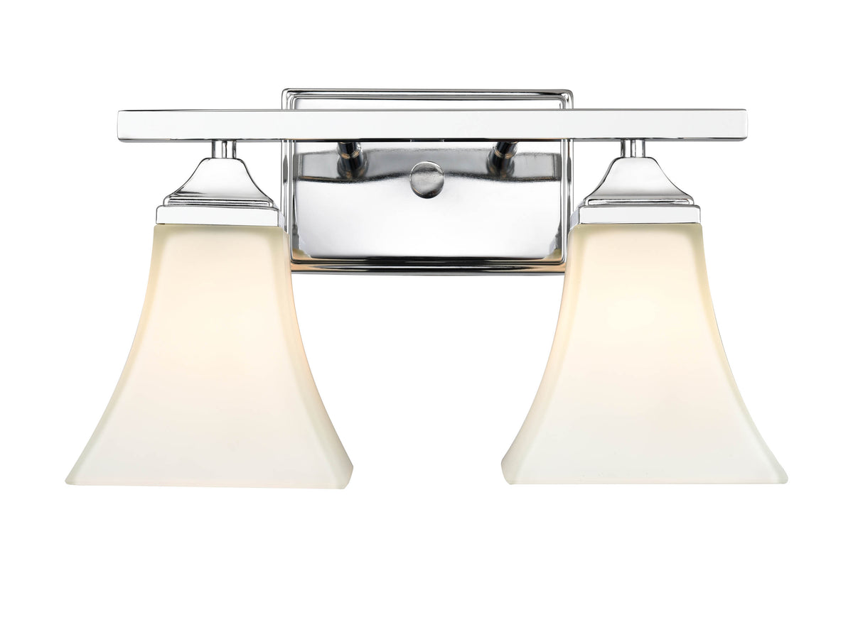 14-inch Chrome 2-Light Etched White Glass Bathroom Vanity Light