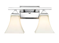 14-inch Chrome 2-Light Etched White Glass Bathroom Vanity Light