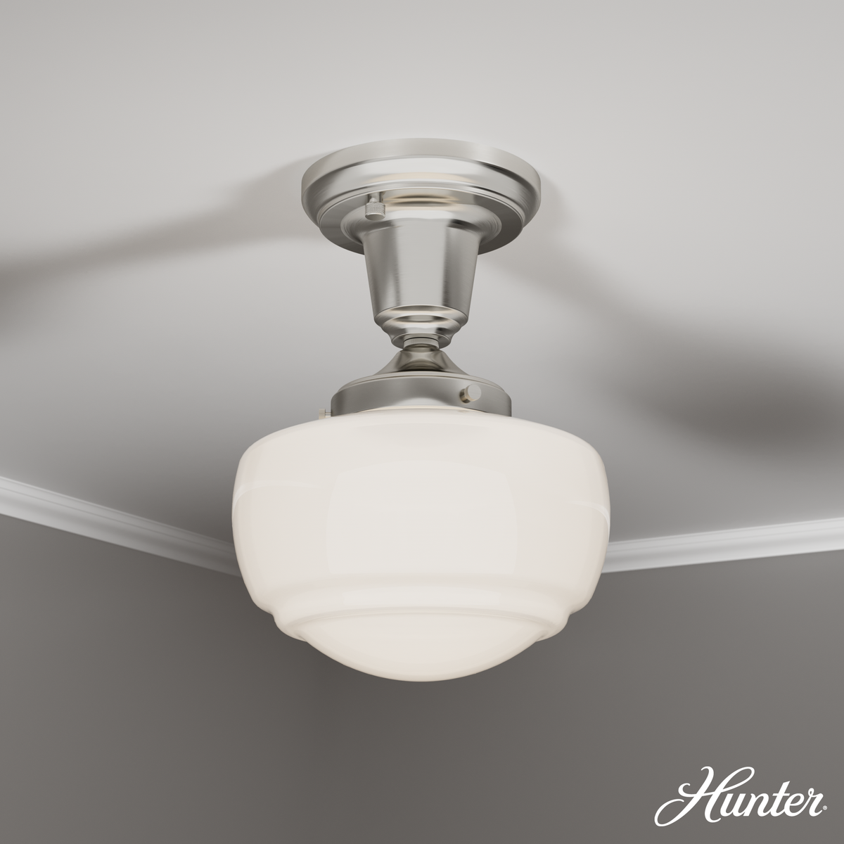 Saddle Creek 7.5-inch 1-light Brushed Nickel Schoolhouse Pendant with Cased White Glass