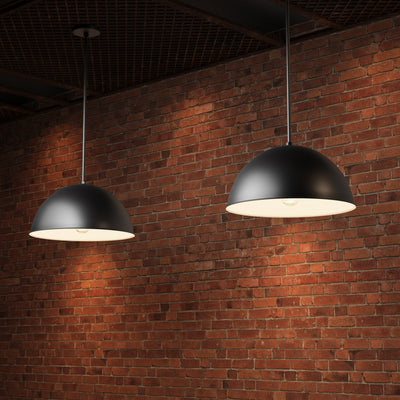 18-inch R Series Satin Black 1-Light Black Glass Pendant Light