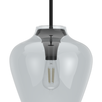 Vidria 12-inch 1-light Matte Black Pendant with Smoked Glass