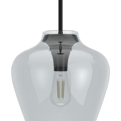 Vidria 12-inch 1-light Matte Black Pendant with Smoked Glass