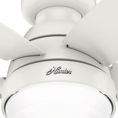 44 inch Lilliana Fresh White Low Profile Ceiling Fan with LED Light Kit and Pull Chain