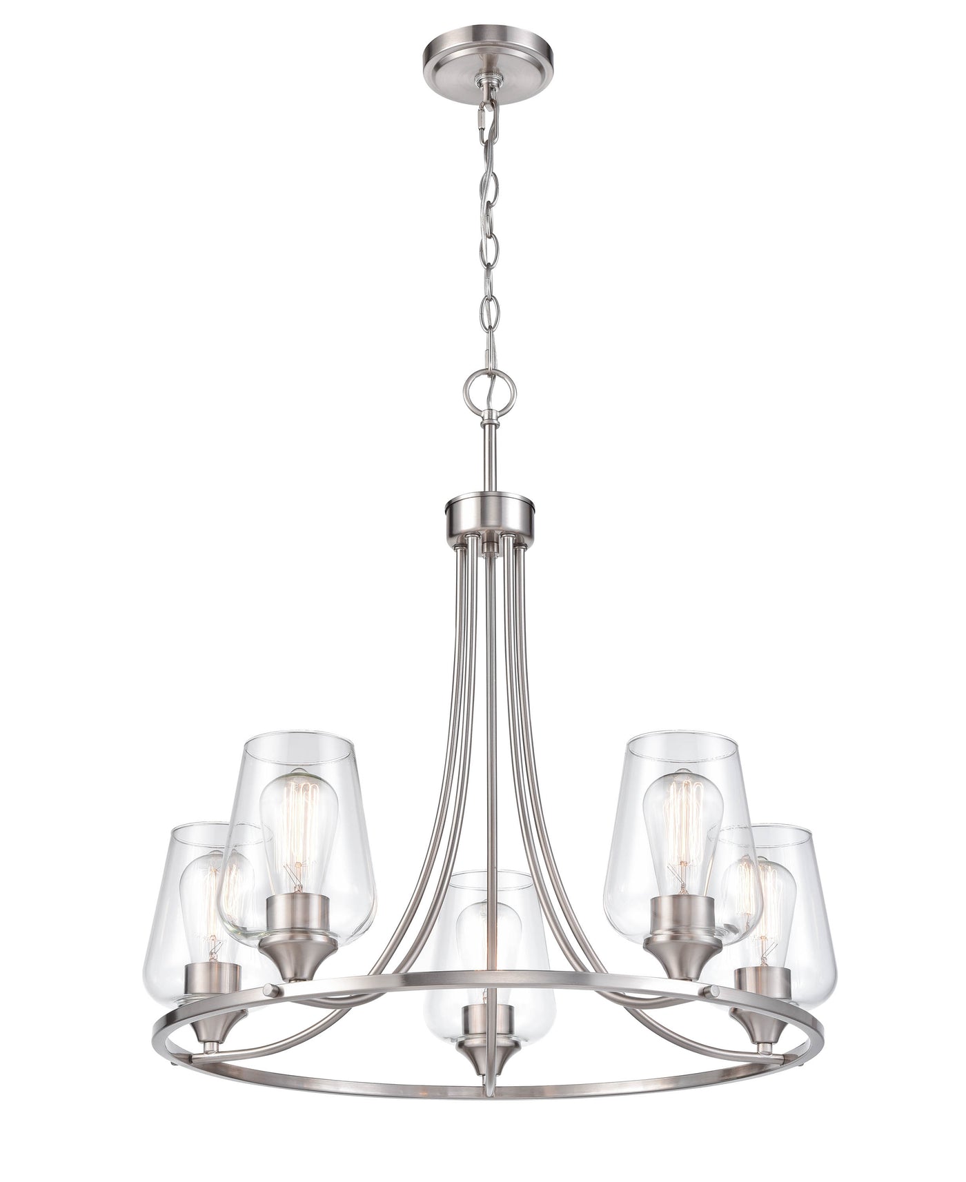 25'' Ashford Brushed Nickel 5 Light Chandelier