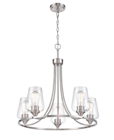 25'' Ashford Brushed Nickel 5 Light Chandelier