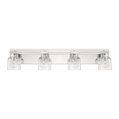 Dryden 32-inch 4-light Polished Nickel Vanity Light with Clear Ribbed Glass Shades