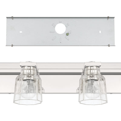 Dryden 32-inch 4-light Polished Nickel Vanity Light with Clear Ribbed Glass Shades