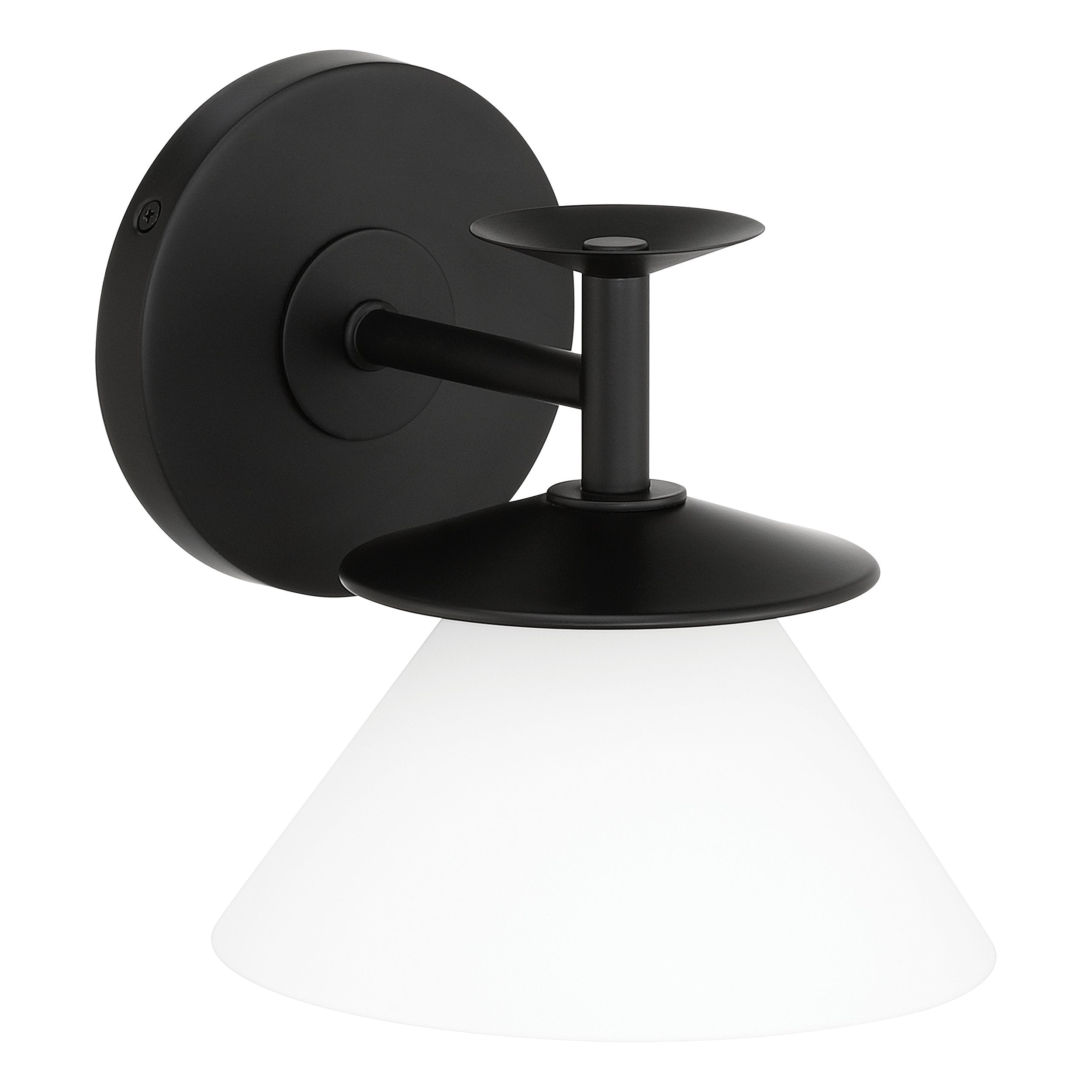 Tremolo 7-inch 1-light Matte Black and Champagne Gold Vanity Light with Etched Opal Glass