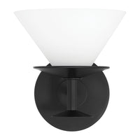 Tremolo 7-inch 1-light Matte Black and Champagne Gold Vanity Light with Etched Opal Glass