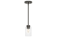 Hartland 4-inch 1-light Noble Bronze Pendant with Seeded Glass