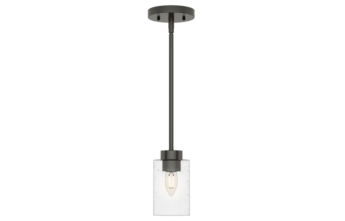 Hartland 4-inch 1-light Noble Bronze Pendant with Seeded Glass