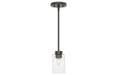 Hartland 4-inch 1-light Noble Bronze Pendant with Seeded Glass
