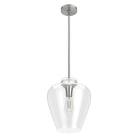Vidria 12-inch 1-light Brushed Nickel Pendant with Clear Glass