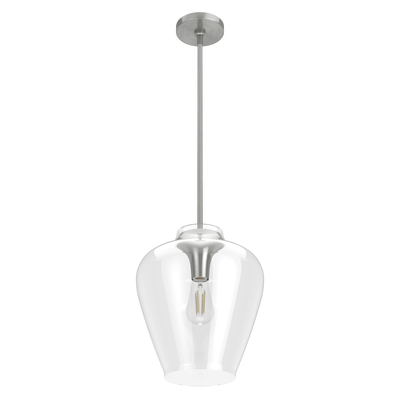 Vidria 12-inch 1-light Brushed Nickel Pendant with Clear Glass
