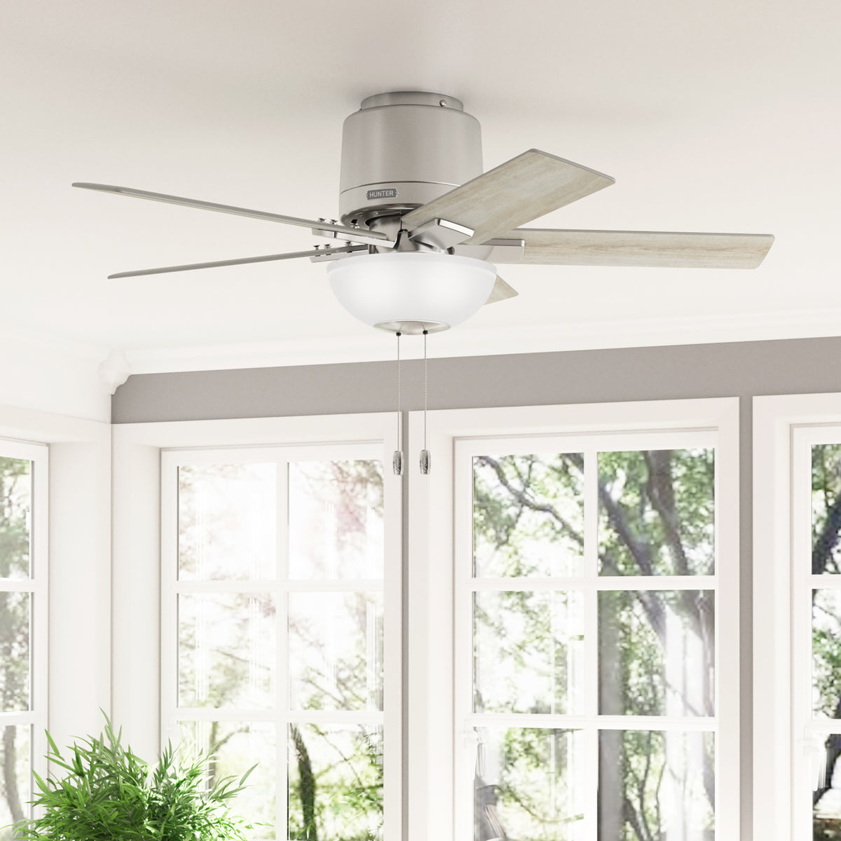 44 inch Fitzgerald Brushed Nickel Low Profile Ceiling Fan with LED Light Kit and Pull Chain