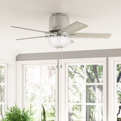 44 inch Fitzgerald Brushed Nickel Low Profile Ceiling Fan with LED Light Kit and Pull Chain