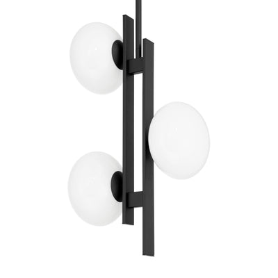 Julep 12-inch 3-light Matte Black Pendant Light with Opal Glass Shades