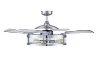 Classic 48 Inch 3 Light Chrome Fan with Retractable Blades